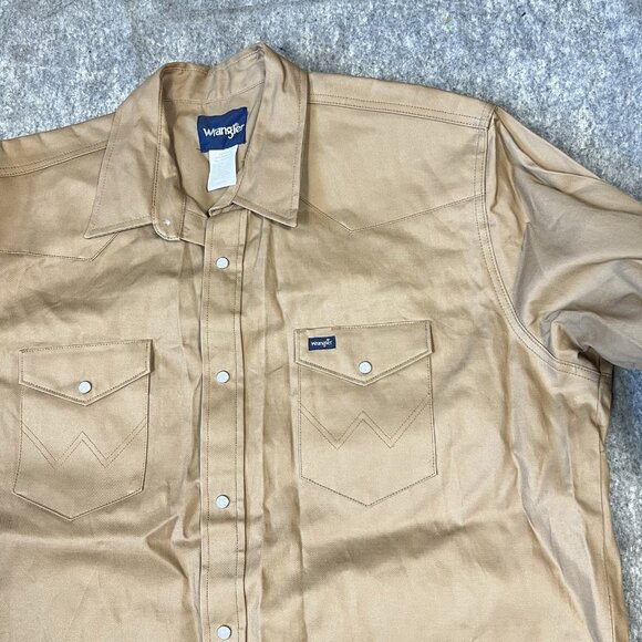 Wrangler Western Snap Shirt 2XT Tall Men's Brown Pearl Snap Long Sleeve - Picture 10 of 13